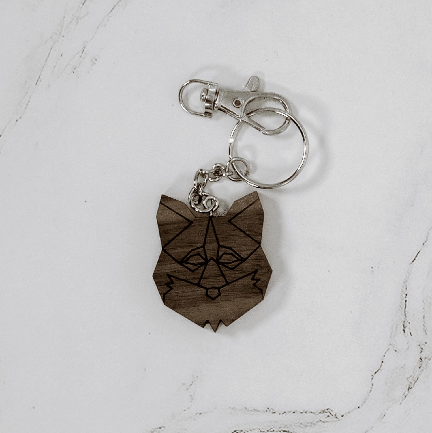 Geometric Fox Wood Keychain Keychains La Vie Bien Geometric Fox Wood Keychain