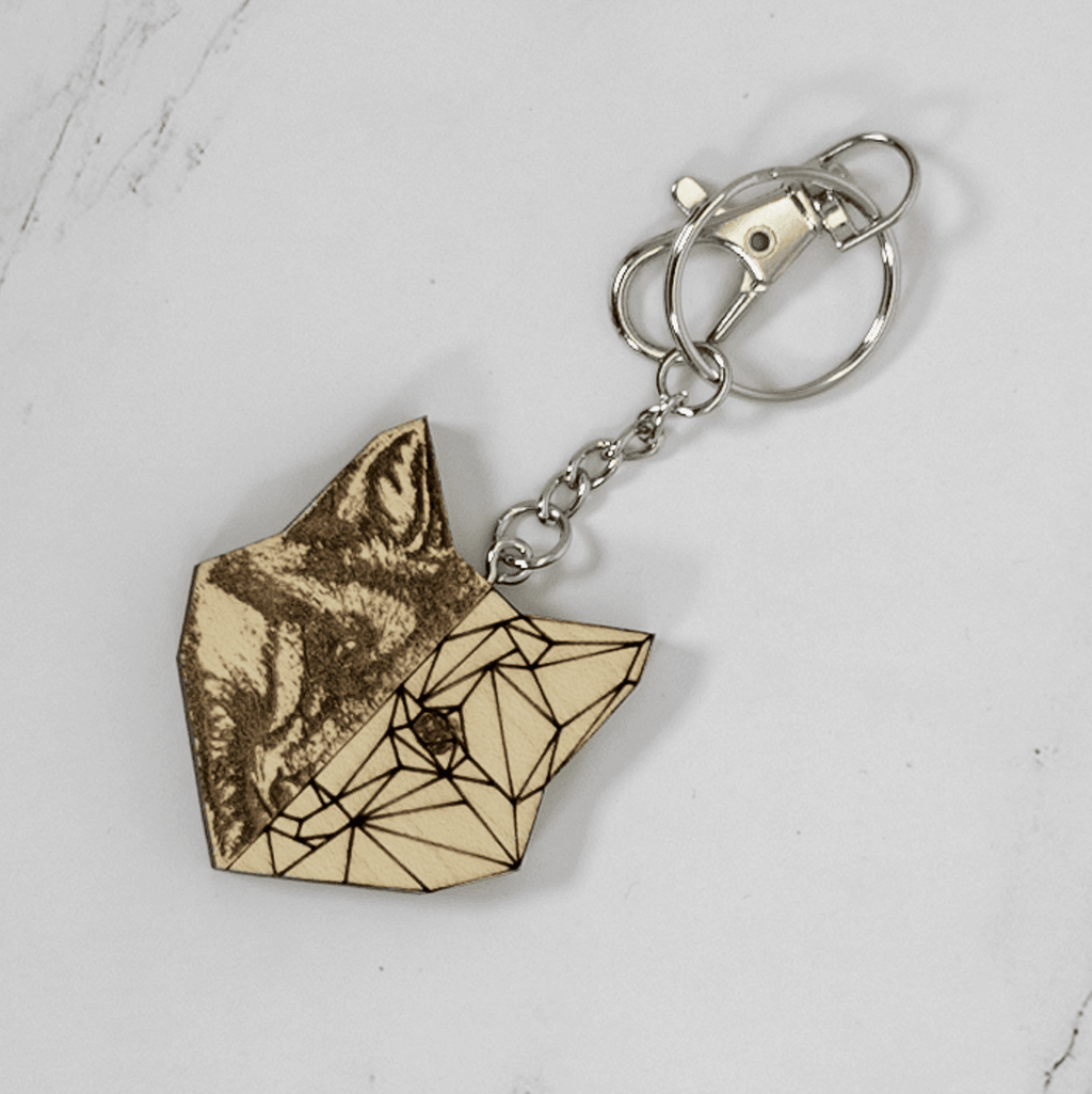 Geometric Half Fox Wood Keychain Keychains La Vie Bien Geometric Half Fox Wood Keychain