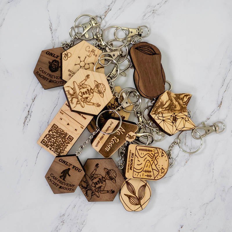 Geometric Half Fox Wood Keychain Keychains La Vie Bien Geometric Half Fox Wood Keychain