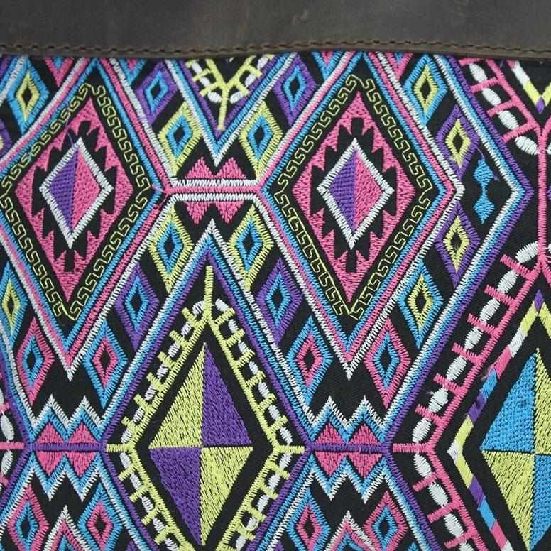 Geometric Handle Embroidered Leather Bag - Thailand Bags La Vie Bien Geometric Handle Embroidered Leather Bag - Thailand