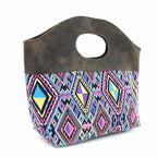 Geometric Handle Embroidered Leather Bag - Thailand Bags La Vie Bien Geometric Handle Embroidered Leather Bag - Thailand