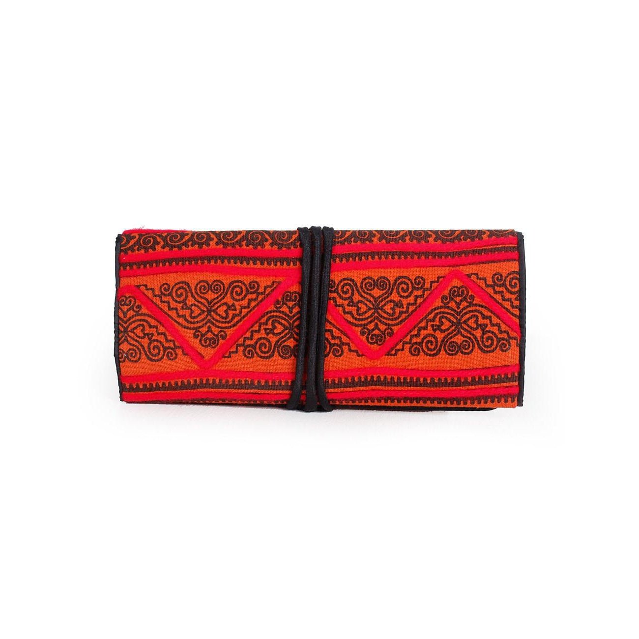 Geometric Hmong Foldover Yarn Piped Wallet - Thailand Bags La Vie Bien Geometric Hmong Foldover Yarn Piped Wallet - Thailand
