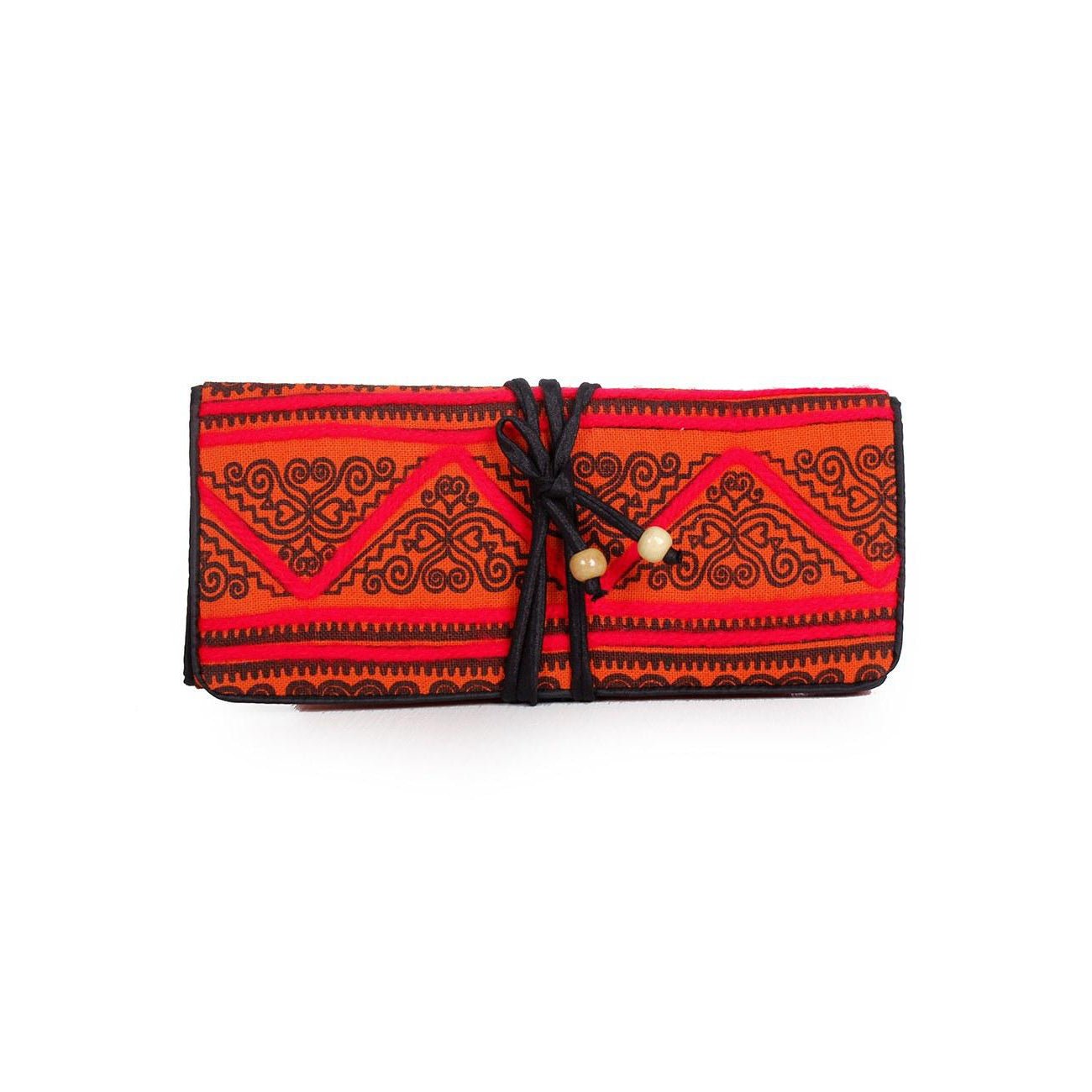 Geometric Hmong Foldover Yarn Piped Wallet - Thailand Bags La Vie Bien Geometric Hmong Foldover Yarn Piped Wallet - Thailand
