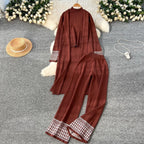 Geometric Jacquard-Trim Ribbed Knit 3-Piece Set(MS471)