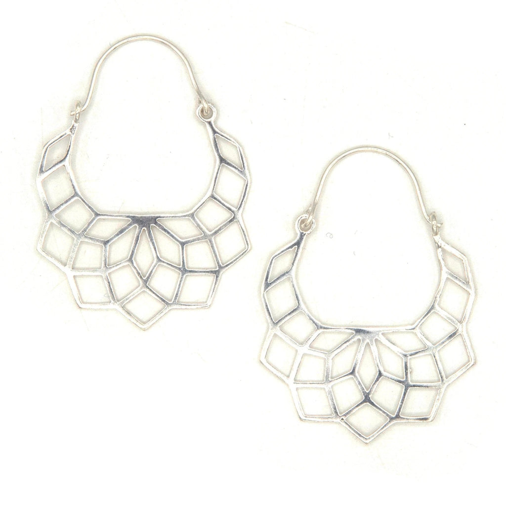Geometric Lattice Hoops - Silver by Fair Anita