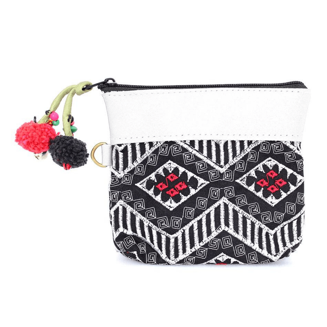Geometric Leather Coin Purse wit Tassel - Thailand Bags La Vie Bien Geometric Leather Coin Purse wit Tassel - Thailand