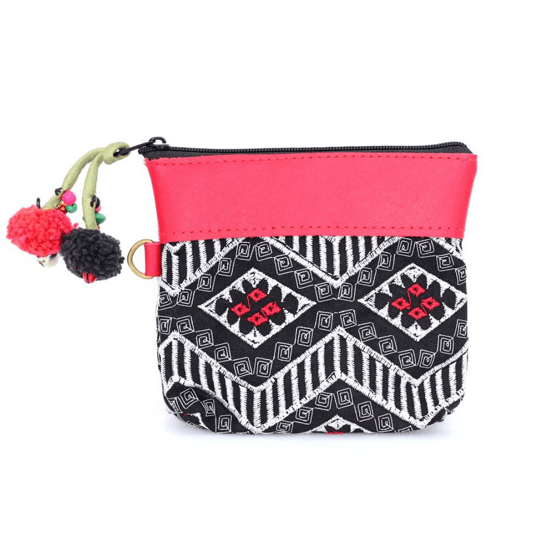 Geometric Leather Coin Purse wit Tassel - Thailand Bags La Vie Bien Geometric Leather Coin Purse wit Tassel - Thailand
