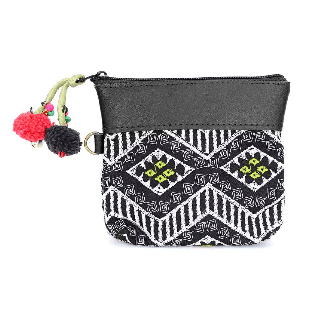 Geometric Leather Coin Purse wit Tassel - Thailand Bags La Vie Bien Geometric Leather Coin Purse wit Tassel - Thailand