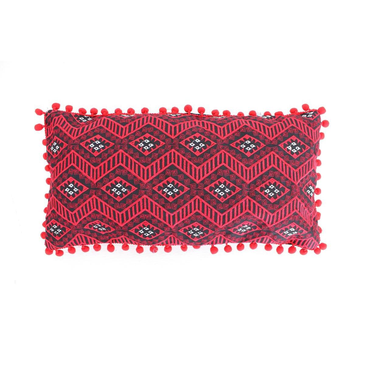 Geometric Pom Pom Lumbar Boho Cushion - Thailand Decor La Vie Bien Geometric Pom Pom Lumbar Boho Cushion - Thailand
