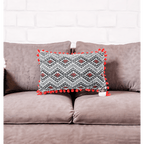 Geometric Pom Pom Lumbar Boho Cushion - Thailand Decor La Vie Bien Geometric Pom Pom Lumbar Boho Cushion - Thailand