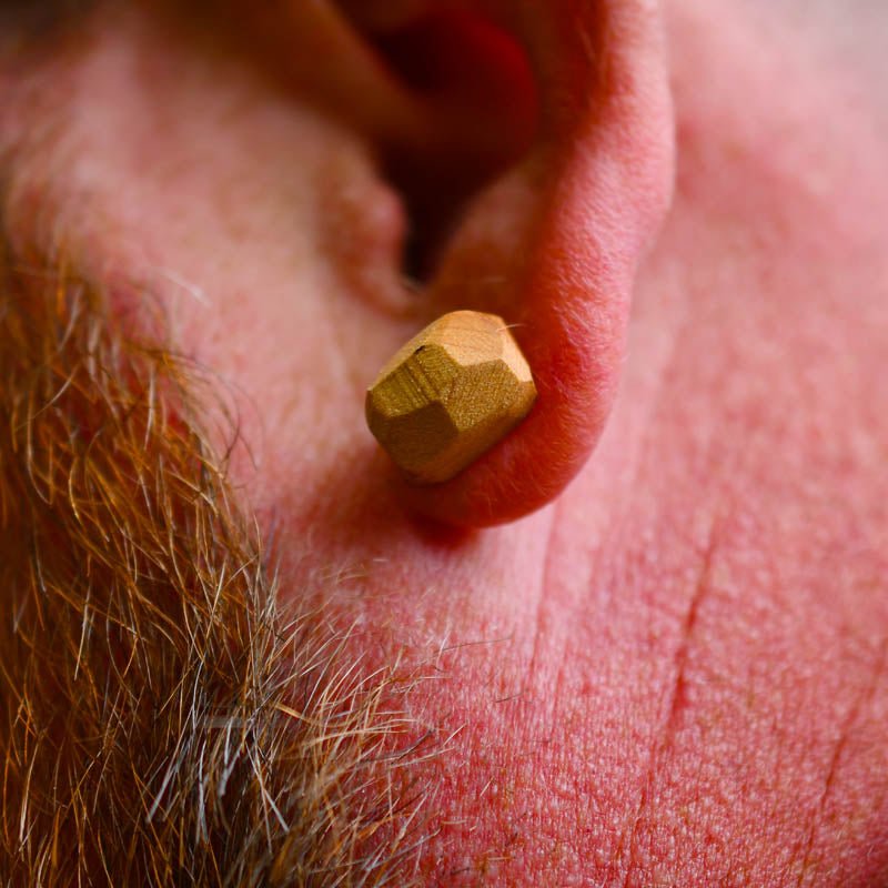 Geometric Wood Stud Earrings – Sterling Posts, ½″ faceted Earrings La Vie Bien Geometric Wood Stud Earrings – Sterling Posts, ½″ faceted