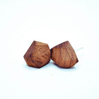 Geometric Wood Stud Earrings – Sterling Posts, ½″ faceted Earrings La Vie Bien Geometric Wood Stud Earrings – Sterling Posts, ½″ faceted