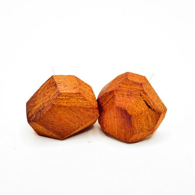 Geometric Wood Stud Earrings – Sterling Posts, ½″ faceted Earrings La Vie Bien Geometric Wood Stud Earrings – Sterling Posts, ½″ faceted