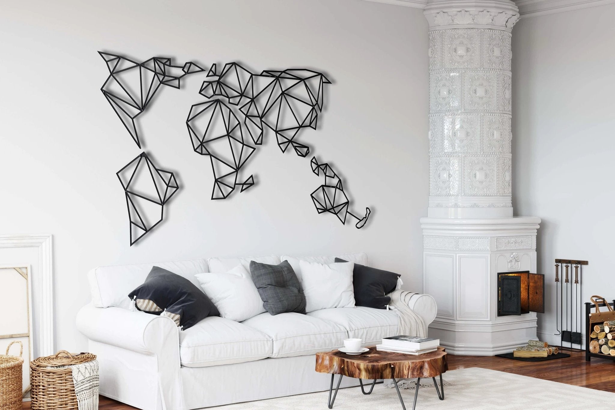 Geometric World Map Metal Wall Art by Dekadron