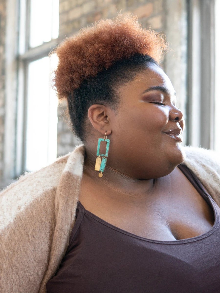 Patina Frame Artisanal Earrings by Fair Anita