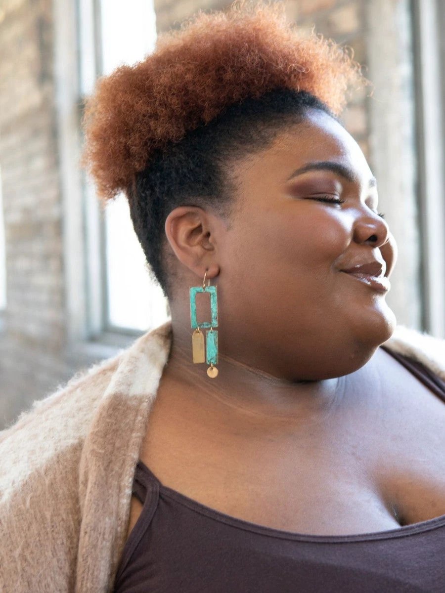 Patina Frame Artisanal Earrings by Fair Anita