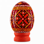 Geometrical Red Ukrainian Wooden Easter Egg Pysanka on a Stand 3 Inches Easter Eggs > Wooden > Singles La Vie Bien Geometrical Red Ukrainian Wooden Easter Egg Pysanka on a Stand 3 Inches