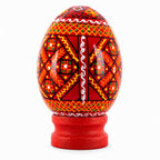 Geometrical Red Ukrainian Wooden Easter Egg Pysanka on a Stand 3 Inches Easter Eggs > Wooden > Singles La Vie Bien Geometrical Red Ukrainian Wooden Easter Egg Pysanka on a Stand 3 Inches