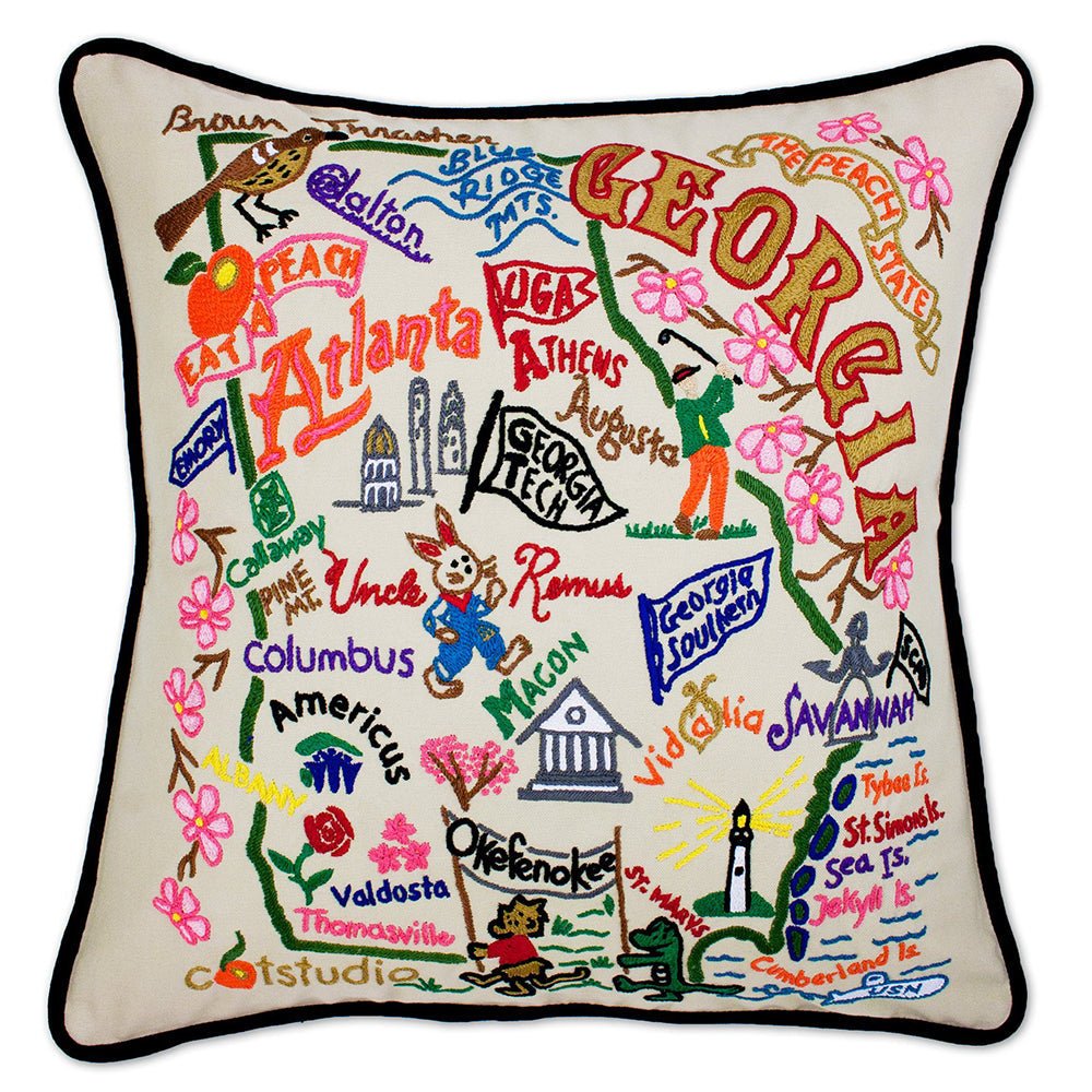 Georgia Hand - Embroidered Pillow Pillows La Vie Bien Georgia Hand - Embroidered Pillow