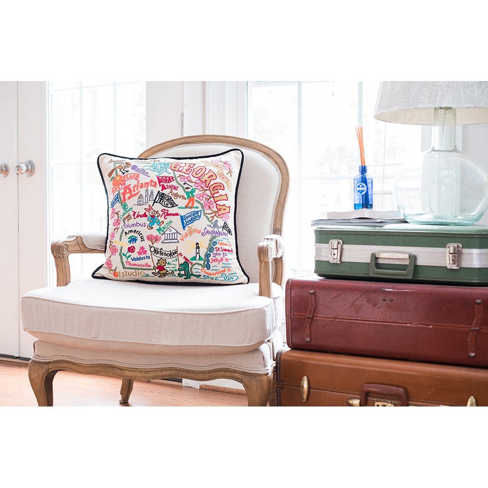 Georgia Hand - Embroidered Pillow Pillows La Vie Bien Georgia Hand - Embroidered Pillow