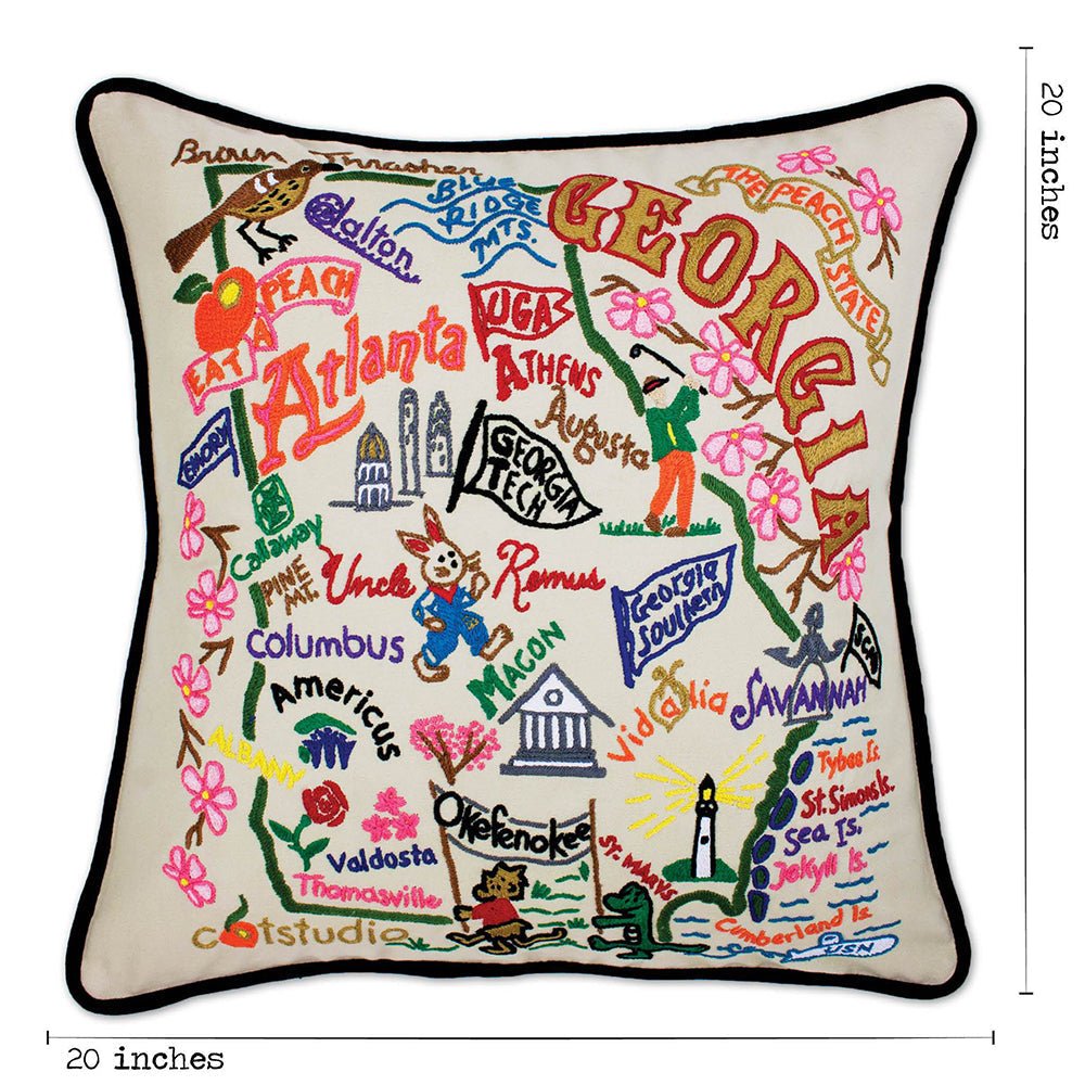 Georgia Hand - Embroidered Pillow Pillows La Vie Bien Georgia Hand - Embroidered Pillow