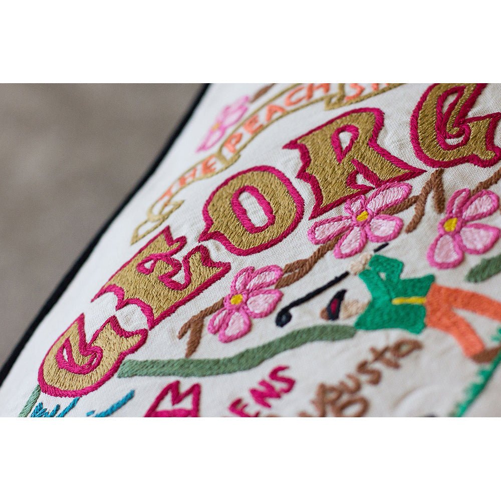 Georgia Hand - Embroidered Pillow Pillows La Vie Bien Georgia Hand - Embroidered Pillow