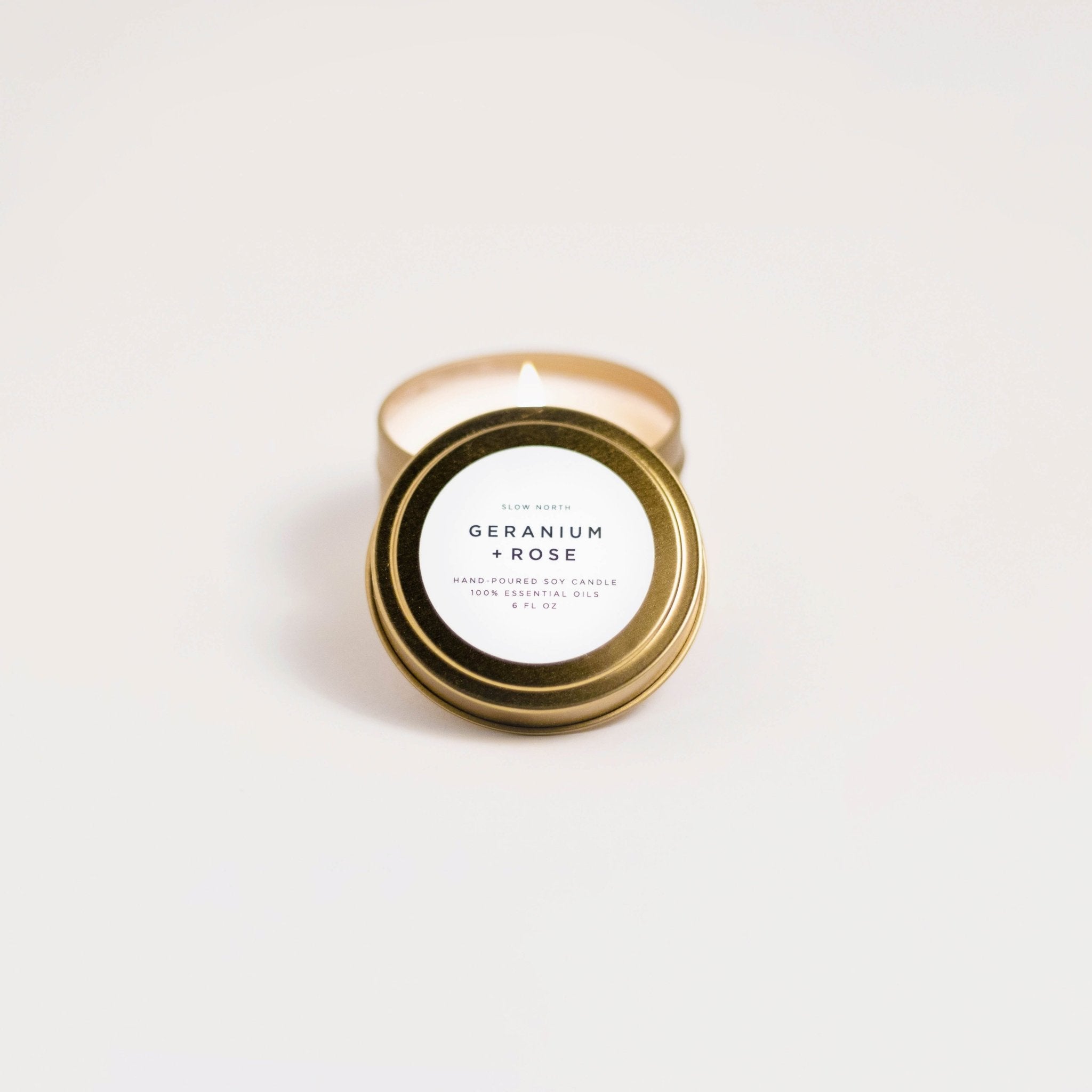 Geranium + Rose Travel Tin Candles La Vie Bien Geranium + Rose
