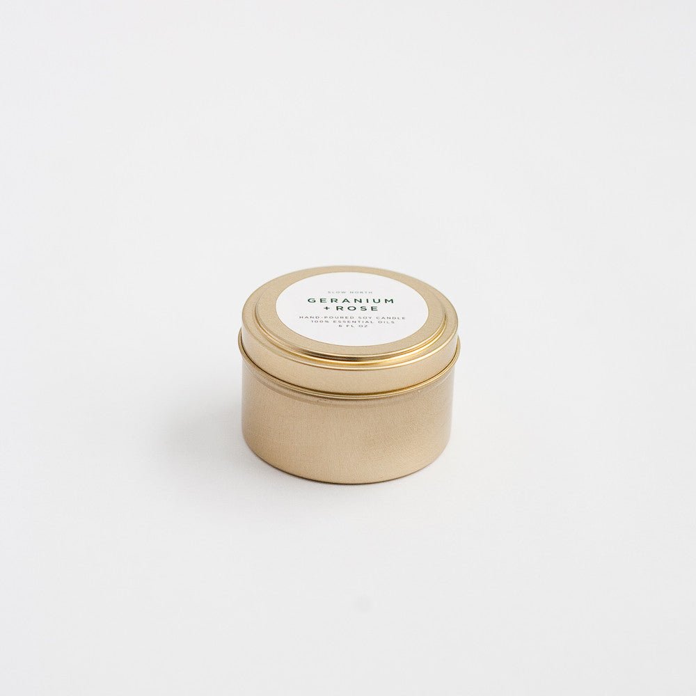 Geranium + Rose Travel Tin Candles La Vie Bien Geranium + Rose