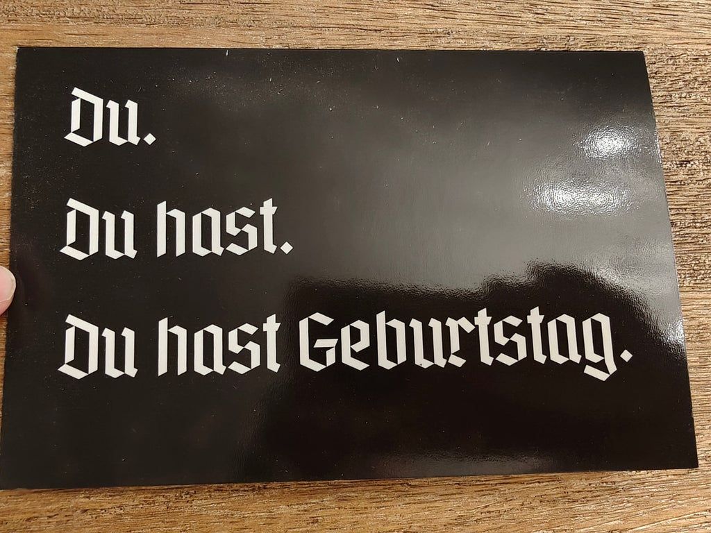 German Birthday Gift Box | Funny German Gift Set | Auf Deutsch Bitte Tee + Nein Dad Hat + Du Hast Geburtstag Card Bundle Gift Sets La Vie Bien German Birthday Gift Box | Funny German Gift Set | Auf Deutsch Bitte Tee + Nein Dad Hat + Du Hast Geburtstag Card