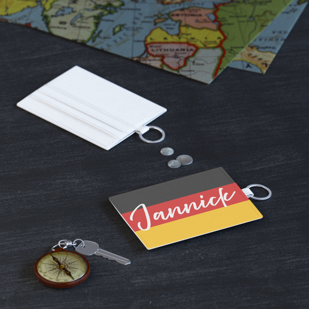 German Flag Personalized Card Holder, Custom Name Saffiano Leather Wallet Accessories La Vie Bien German Flag Personalized Card Holder, Custom Name Saffiano Leather Wallet