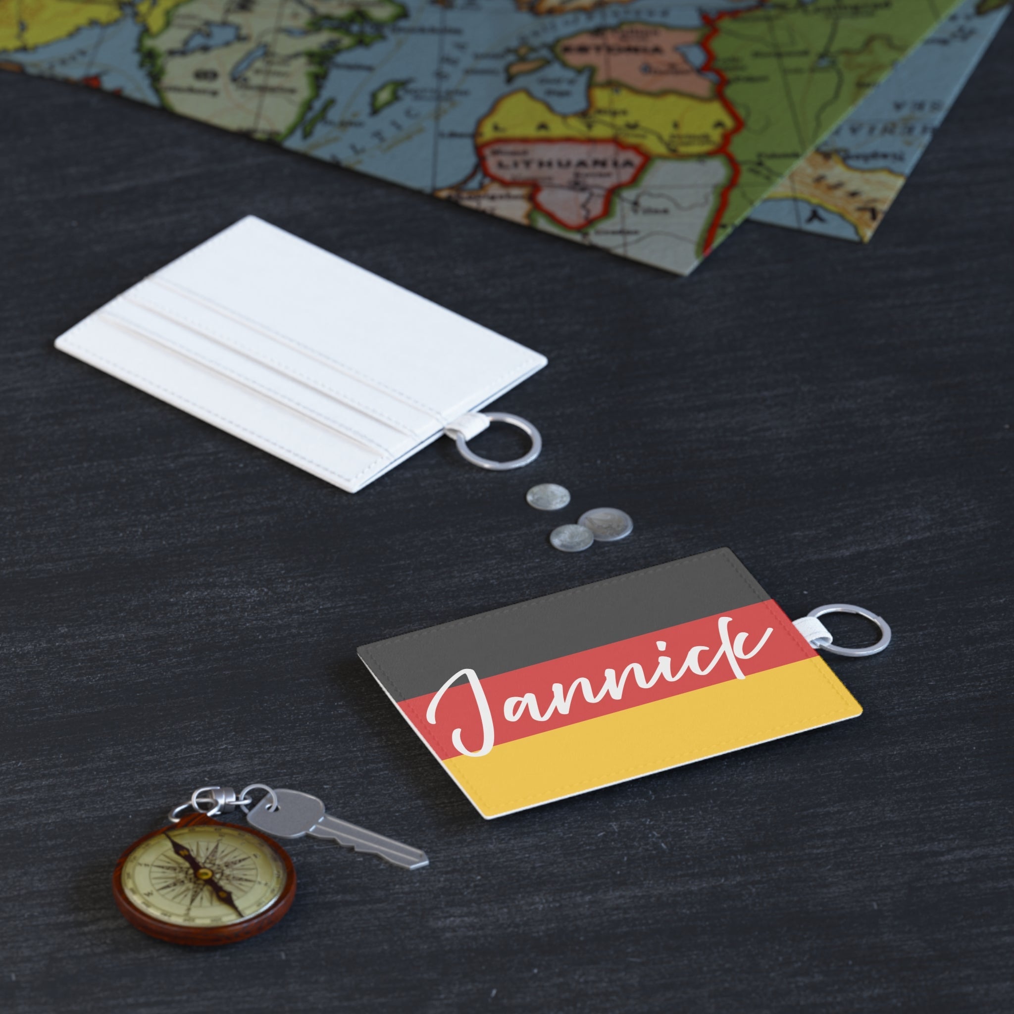 German Flag Personalized Card Holder, Custom Name Saffiano Leather Wallet Accessories La Vie Bien German Flag Personalized Card Holder, Custom Name Saffiano Leather Wallet