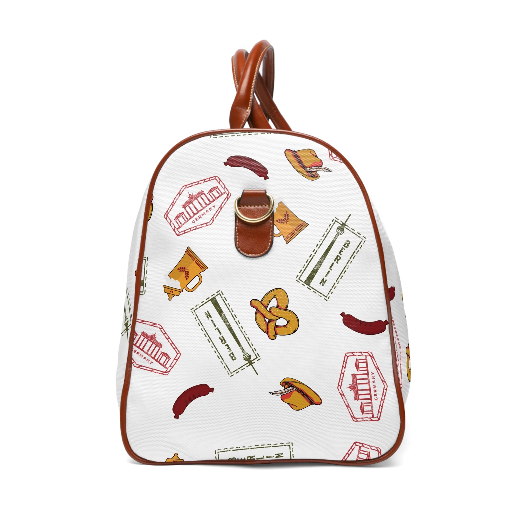 German goodies Waterproof Travel Bag, Oktoberfest Pretzel and Sausage Pattern Weekender Bags La Vie Bien German goodies Waterproof Travel Bag, Oktoberfest Pretzel and Sausage Pattern Weekender