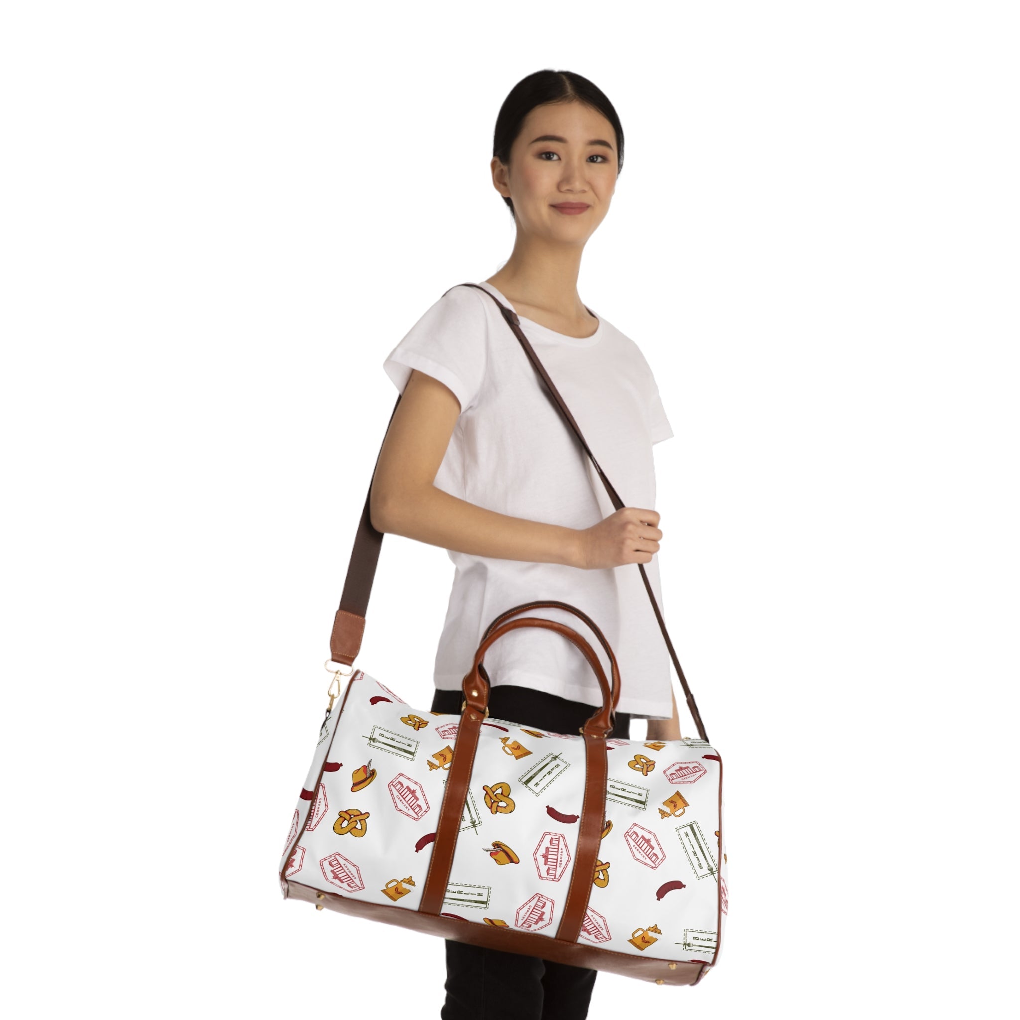 German goodies Waterproof Travel Bag, Oktoberfest Pretzel and Sausage Pattern Weekender Bags La Vie Bien German goodies Waterproof Travel Bag, Oktoberfest Pretzel and Sausage Pattern Weekender