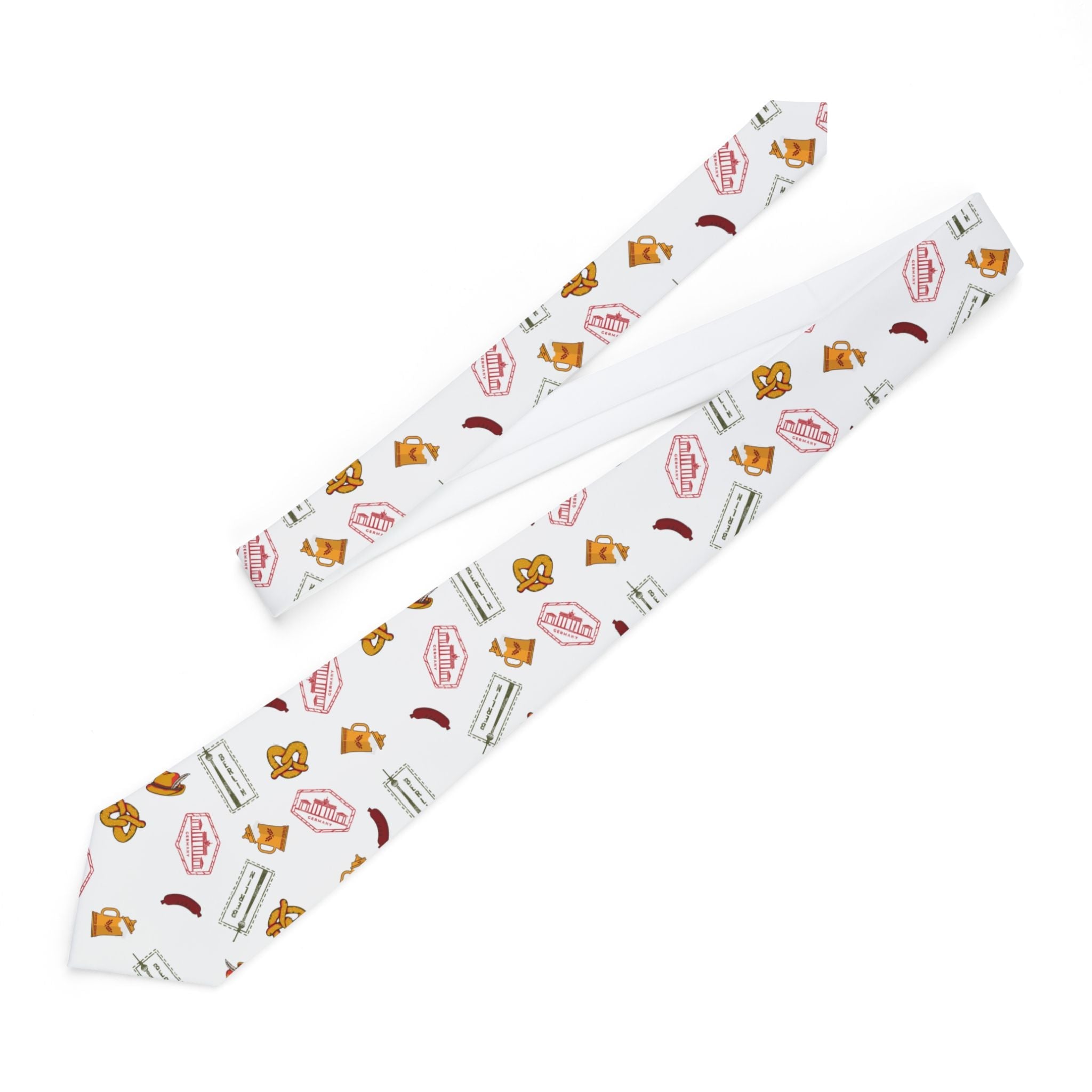 German Necktie with bavarian pretzels, beer steins, traditional hat, Fernsehturm tower Pattern Accessories La Vie Bien German Necktie with bavarian pretzels, beer steins, traditional hat, Fernsehturm tower Pattern