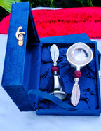German Silver Bell with Aarti Diya Set La Vie Bien German Silver Bell with Aarti Diya Set