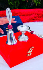 German Silver Bell with Aarti Diya Set La Vie Bien German Silver Bell with Aarti Diya Set