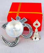 German Silver Combo of Om Diya with Bell La Vie Bien German Silver Combo of Om Diya with Bell