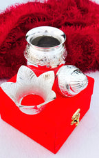 German Silver Mangal Kalash for Puja Or Housewarming Gift In Potli Bag La Vie Bien German Silver Mangal Kalash for Puja Or Housewarming Gift In Potli Bag