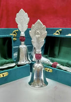German Silver Morpankh Bell with Faux Rudraksh La Vie Bien German Silver Morpankh Bell with Faux Rudraksh