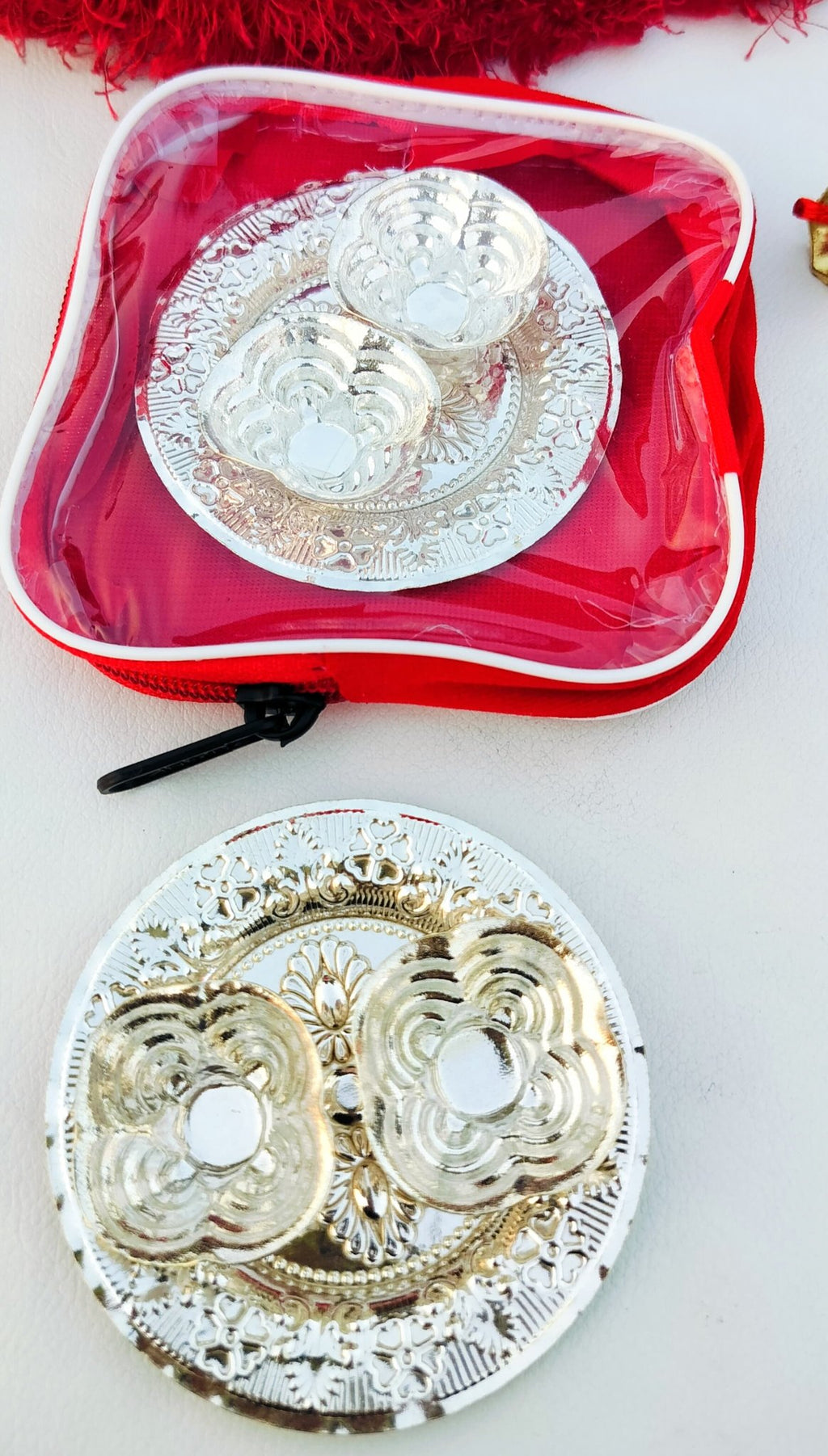 German Silver Nakkashi Kumkum Plate La Vie Bien German Silver Nakkashi Kumkum Plate