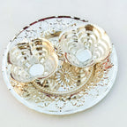 German Silver Nakkashi Kumkum Plate La Vie Bien German Silver Nakkashi Kumkum Plate