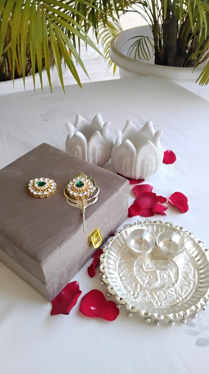 German Silver Thali in Velvet Gift Box La Vie Bien German Silver Thali in Velvet Gift Box