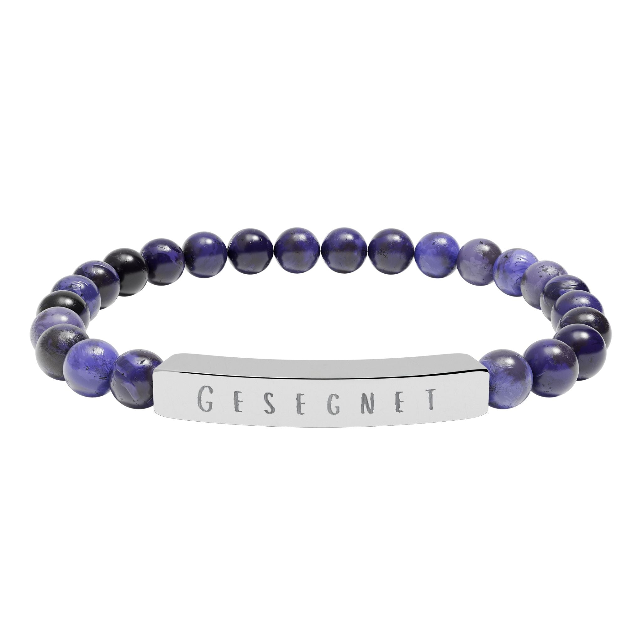 Gesegnet (Blessed) German Engravable Natural Stone Bar Bracelet — Stretch Gem Bead Bracelet Accessories La Vie Bien Gesegnet (Blessed) German Engravable Natural Stone Bar Bracelet — Stretch Gem Bead Bracelet