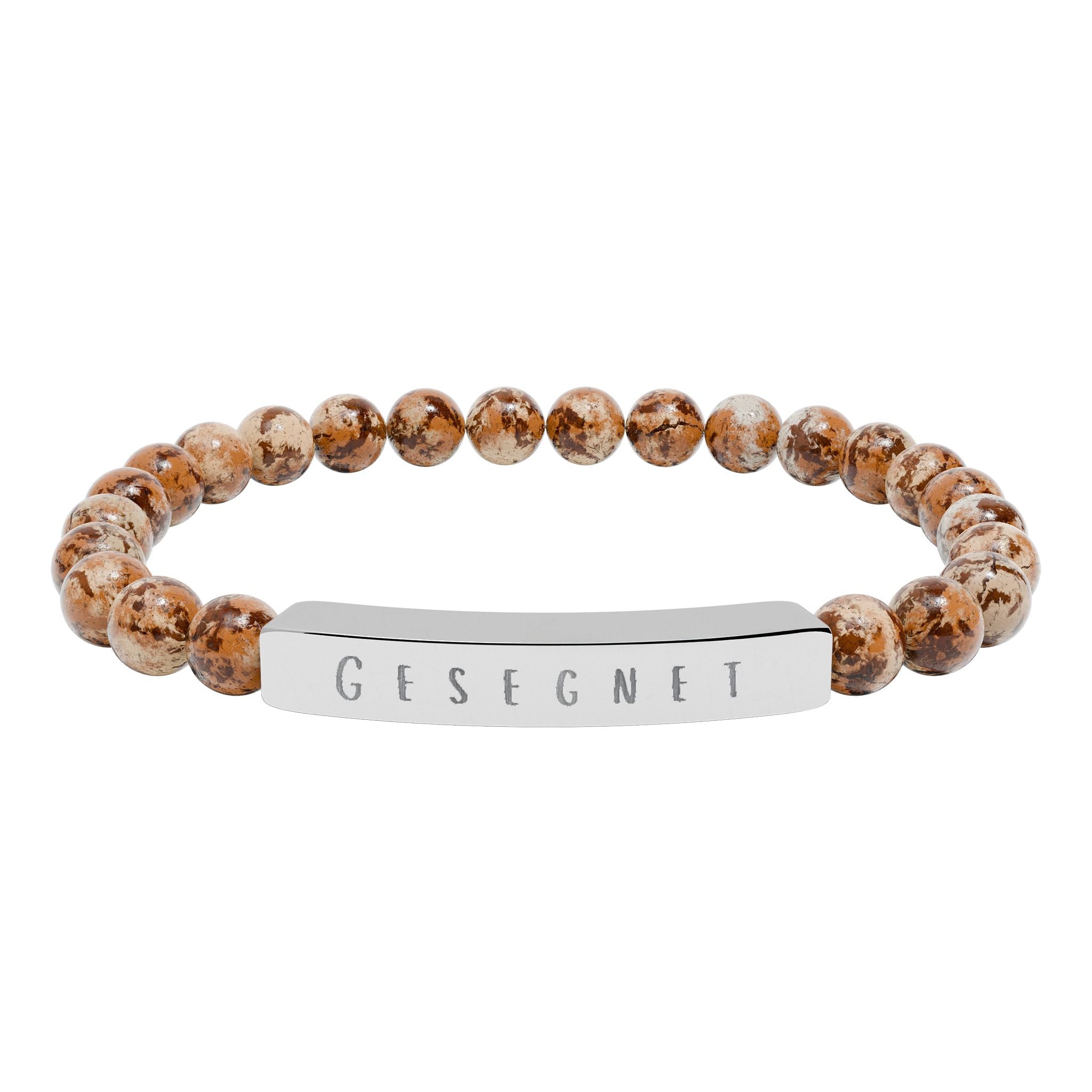 Gesegnet (Blessed) German Engravable Natural Stone Bar Bracelet — Stretch Gem Bead Bracelet Accessories La Vie Bien Gesegnet (Blessed) German Engravable Natural Stone Bar Bracelet — Stretch Gem Bead Bracelet