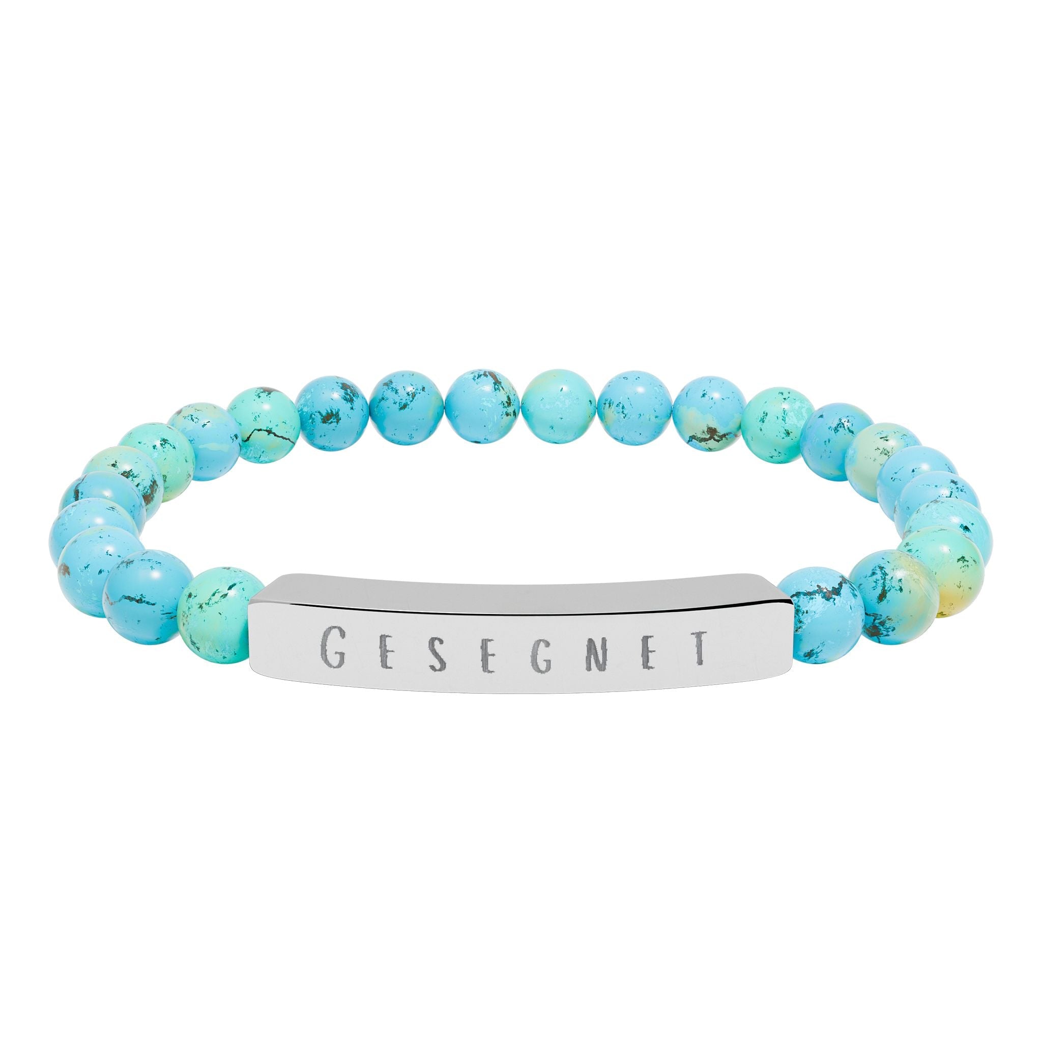 Gesegnet (Blessed) German Engravable Natural Stone Bar Bracelet — Stretch Gem Bead Bracelet Accessories La Vie Bien Gesegnet (Blessed) German Engravable Natural Stone Bar Bracelet — Stretch Gem Bead Bracelet