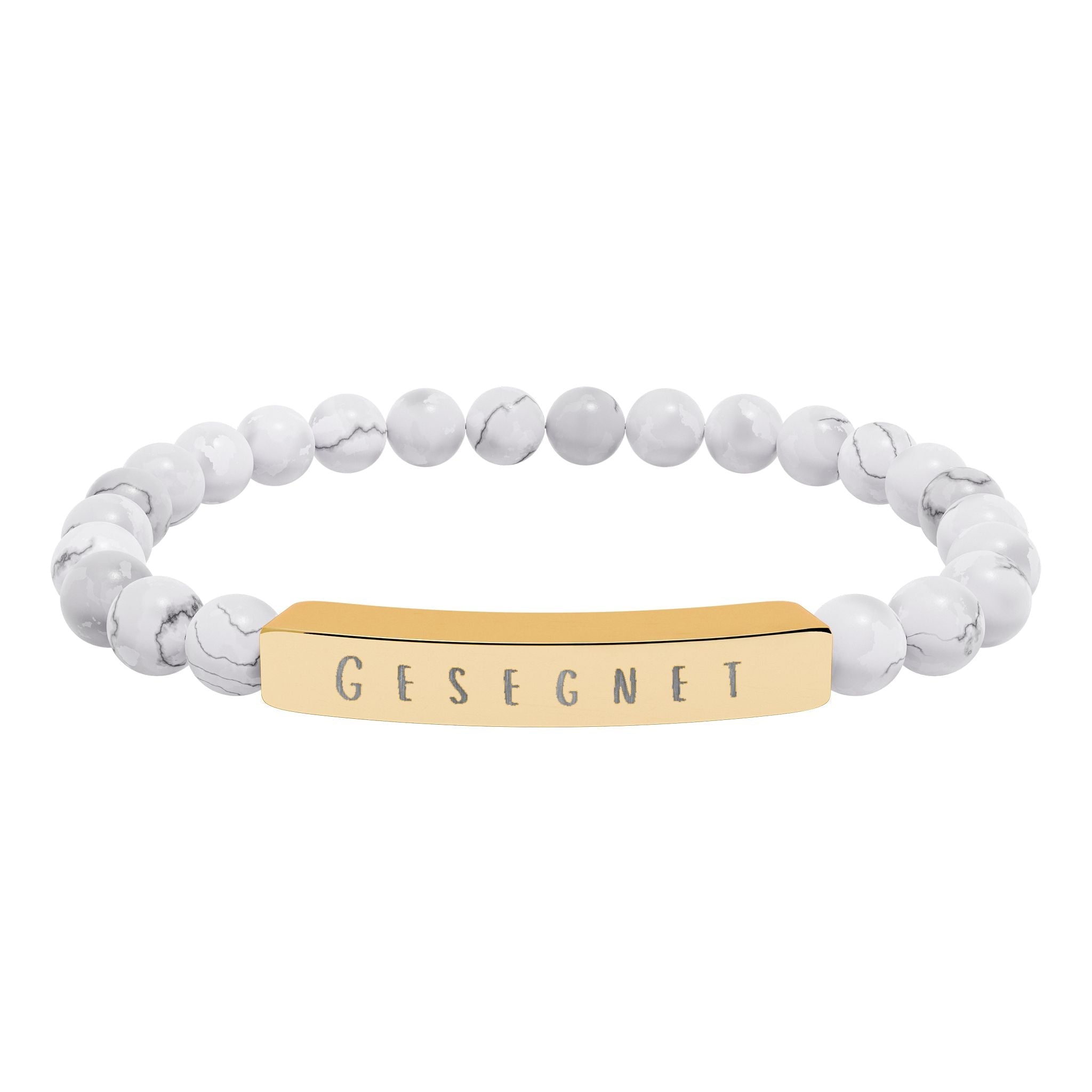 Gesegnet (Blessed) German Engravable Natural Stone Bar Bracelet — Stretch Gem Bead Bracelet Accessories La Vie Bien Gesegnet (Blessed) German Engravable Natural Stone Bar Bracelet — Stretch Gem Bead Bracelet