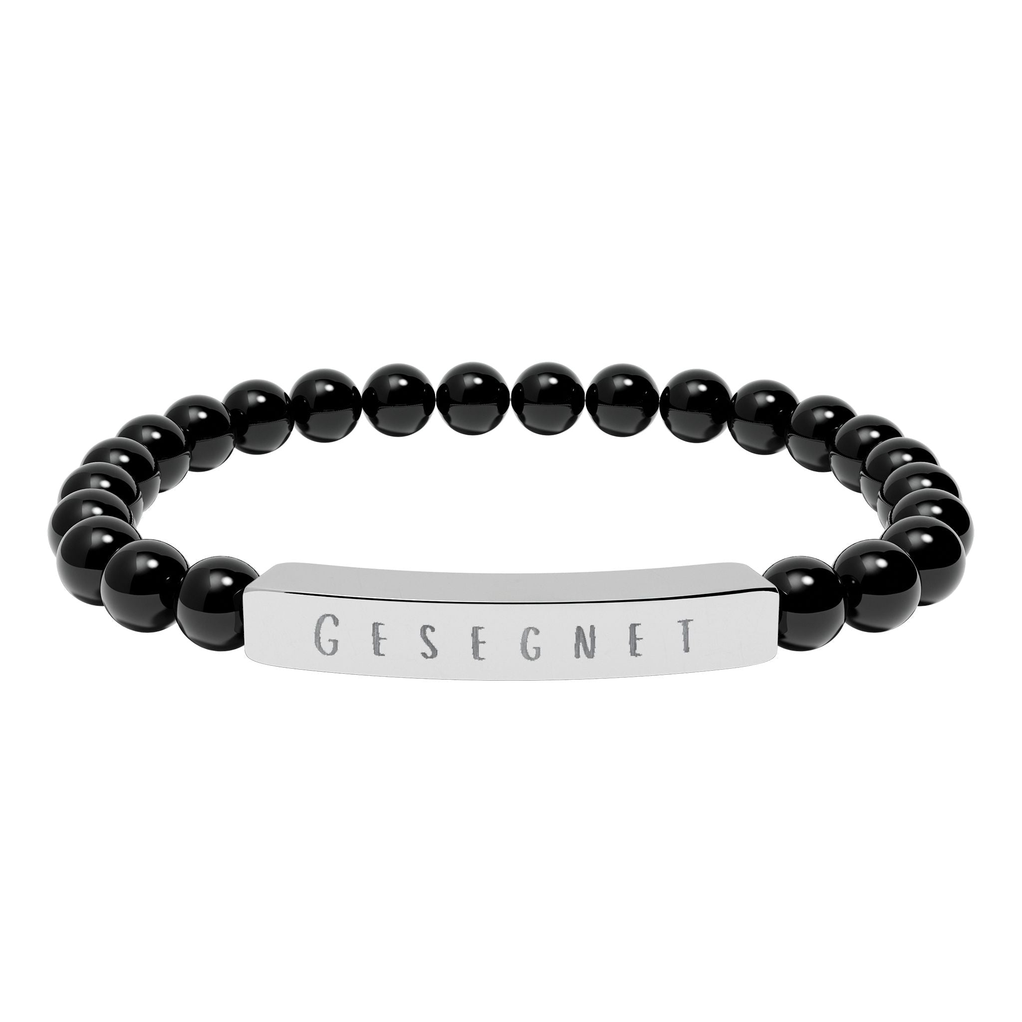 Gesegnet (Blessed) German Engravable Natural Stone Bar Bracelet — Stretch Gem Bead Bracelet Accessories La Vie Bien Gesegnet (Blessed) German Engravable Natural Stone Bar Bracelet — Stretch Gem Bead Bracelet