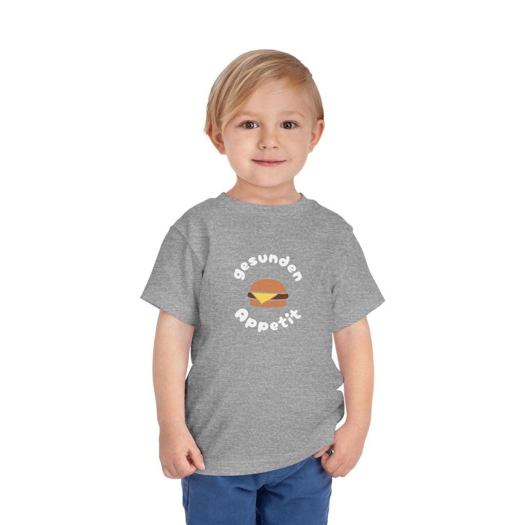 Gesunden Appetit Toddler Tee shirt with Cheeseburger by Printify