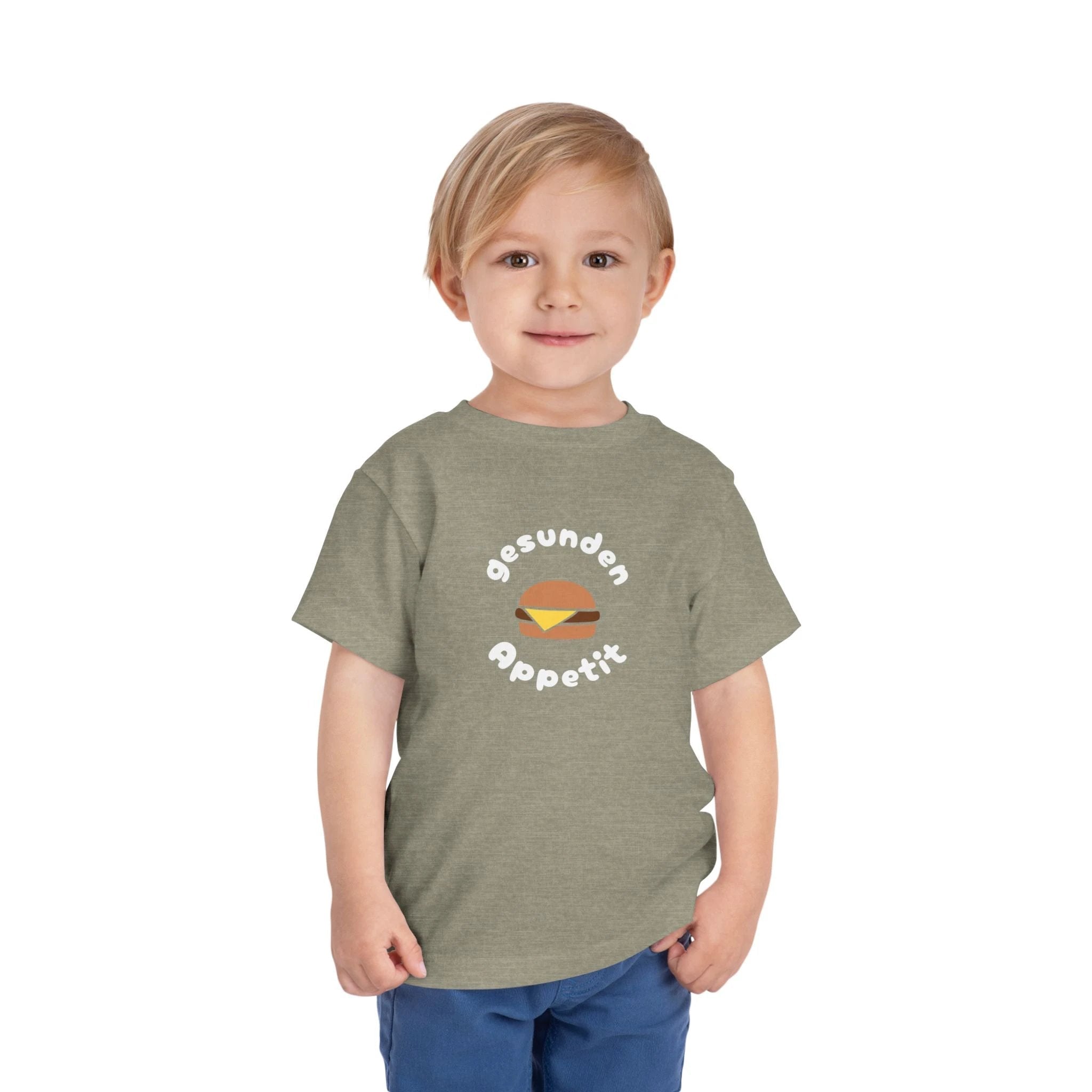 Gesunden Appetit Toddler Tee shirt with Cheeseburger by Printify