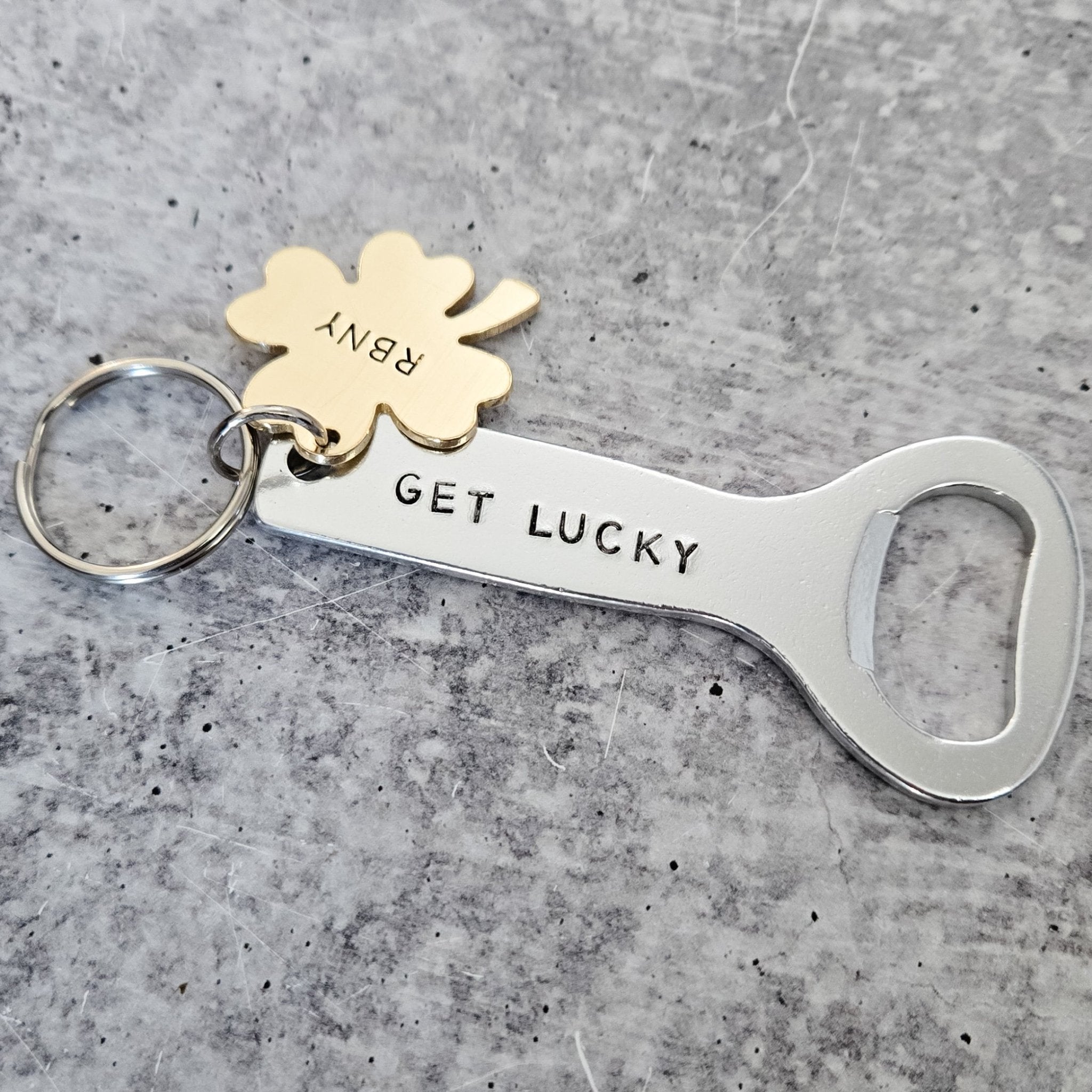 Get Lucky Personalized St. Patrick's Day Beer Bottle Opener Keychain For Him La Vie Bien Get Lucky Personalized St. Patrick's Day Beer Bottle Opener Keychain